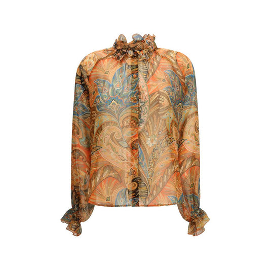 Orange Silk Pattern Shirt
