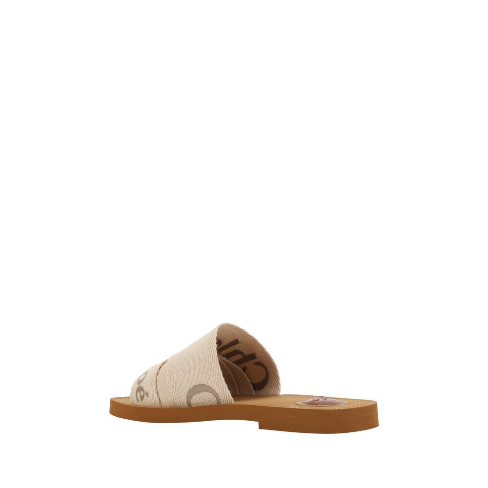 Multicolor Linen Flat Sandals
