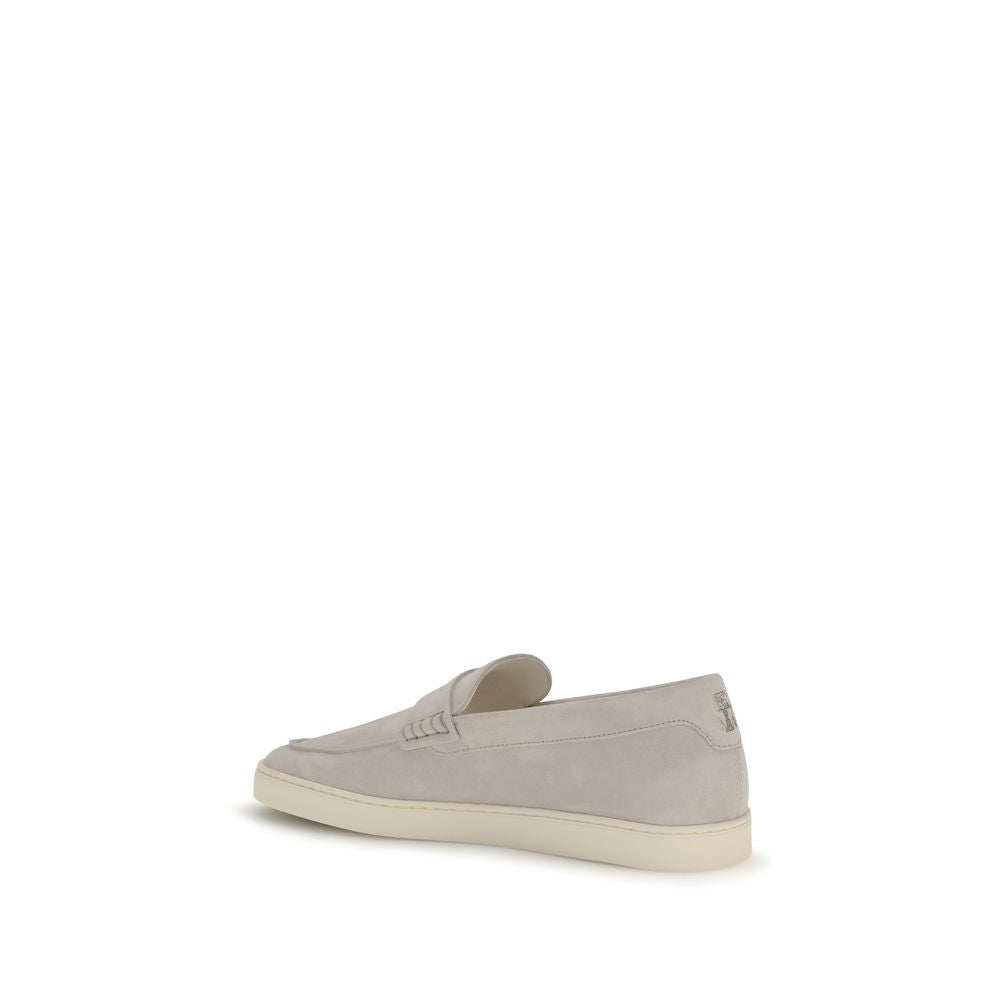 Beige Calf Leather Bos Taurus Slip-On Loafers