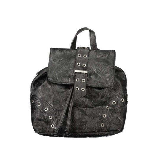 Black Polyurethane Women Backpack