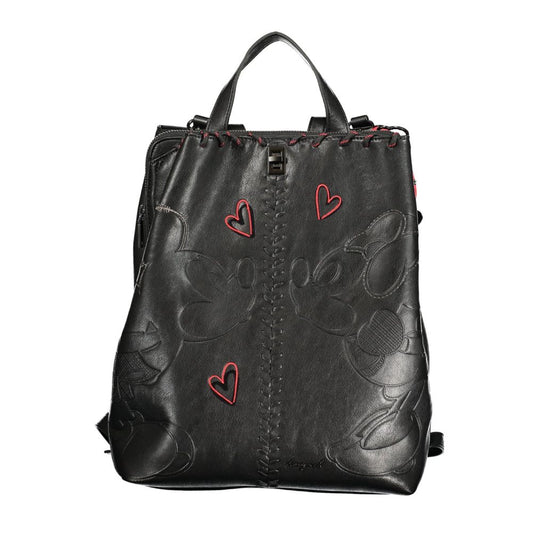 Black Polyurethane Women Backpack