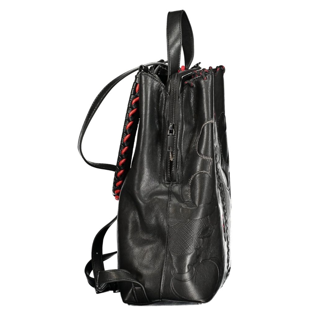 Black Polyurethane Women Backpack