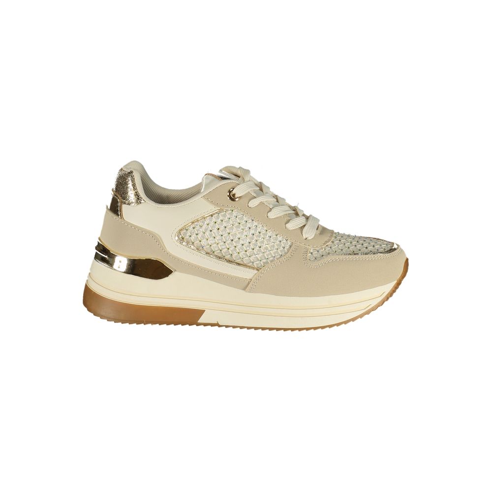 Beige Polyester Athletic Sneakers