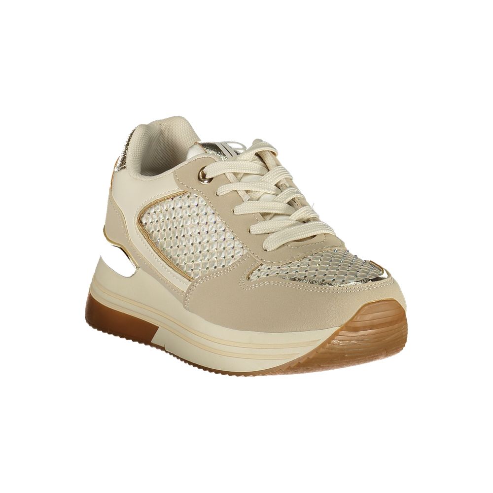 Beige Polyester Athletic Sneakers