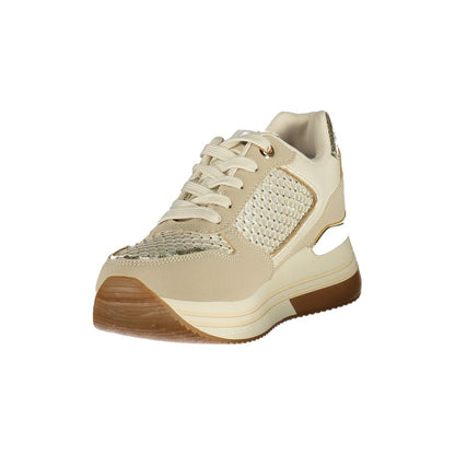 Beige Polyester Athletic Sneakers