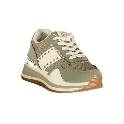 Green Polyester Athletic Sneakers