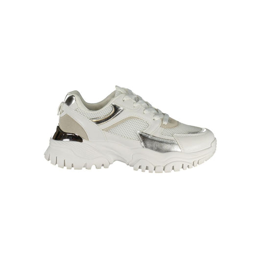 White Polyurethane Women Sneaker