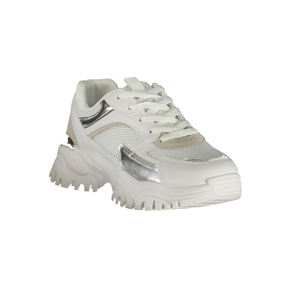 White Polyurethane Women Sneaker