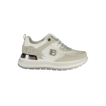 White Polyurethane Women Sneaker