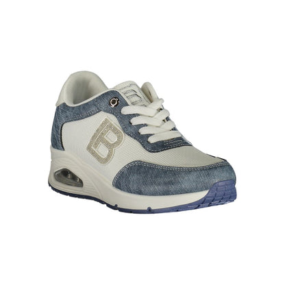 Blue Polyester Athletic Sneakers