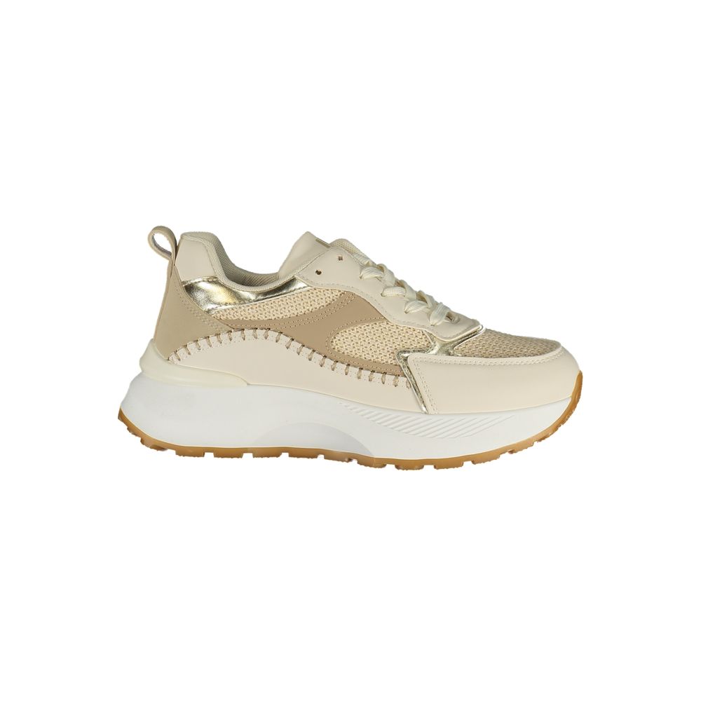 Beige Polyester Athletic Sneakers