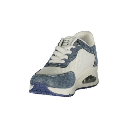 Blue Polyester Athletic Sneakers