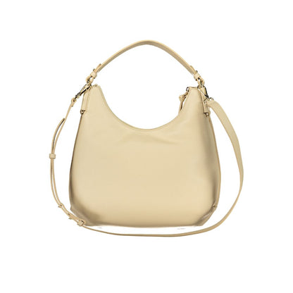 Beige Leather Women Handbag