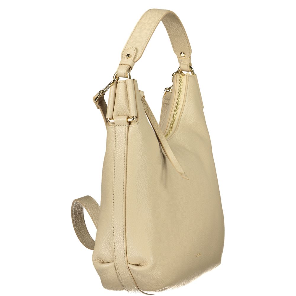 Beige Leather Women Handbag