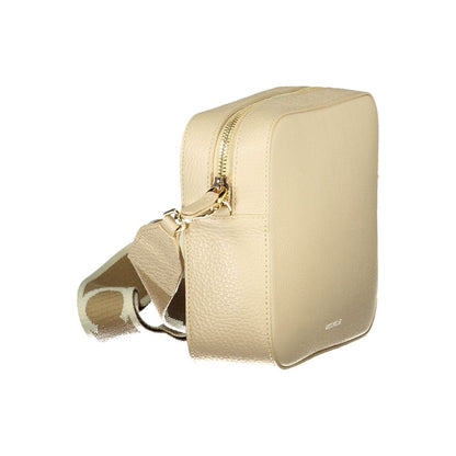 Beige Leather Women Handbag