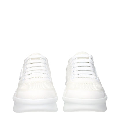 White Fabric Athletic Sneakers
