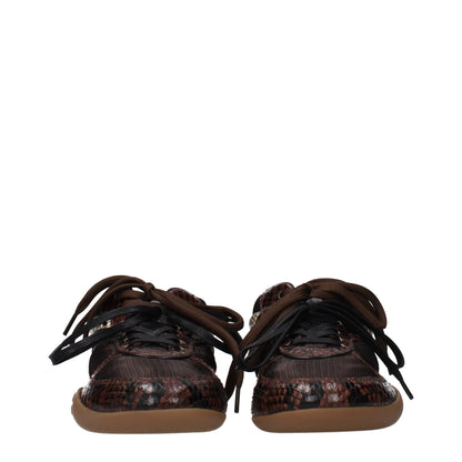 Brown Fabric Low Top Sneakers