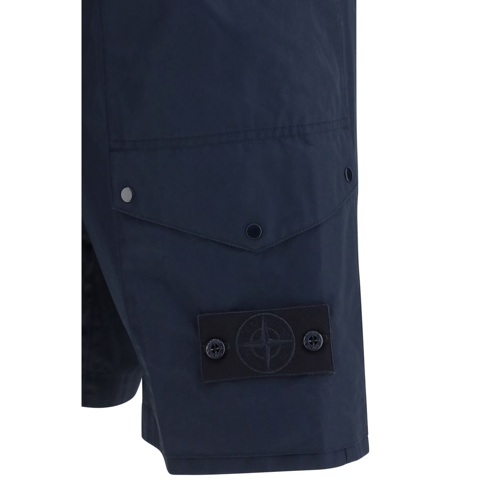 Blue Cotton Bermuda Shorts