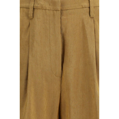 Beige Linen Bermuda Shorts