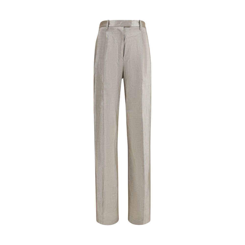 Silver Polyester Flared Pants
