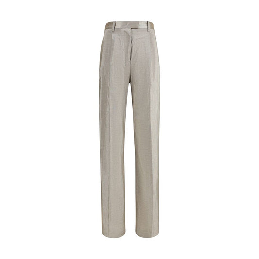Silver Polyester Flared Pants