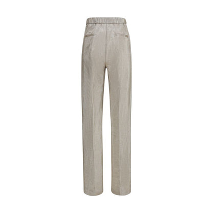 Silver Polyester Flared Pants