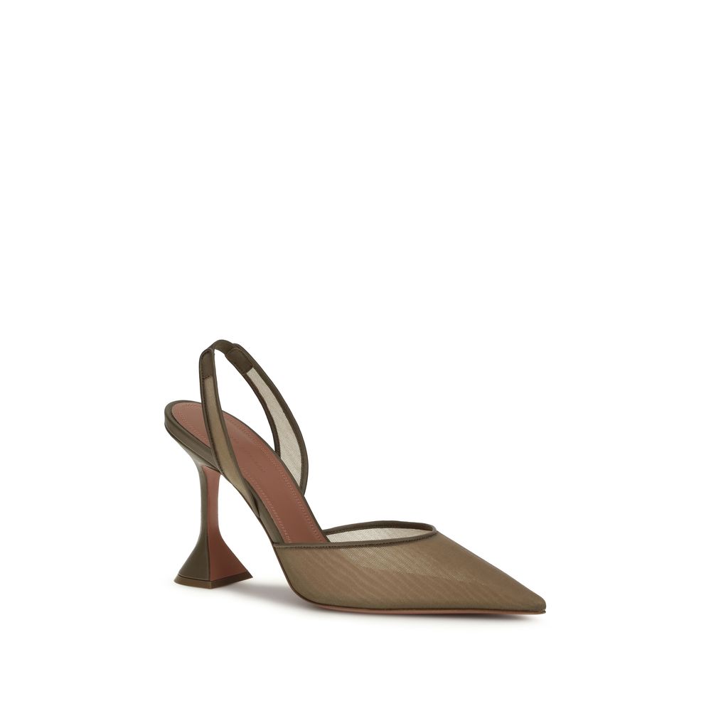 Brown Nylon Platform Pumps