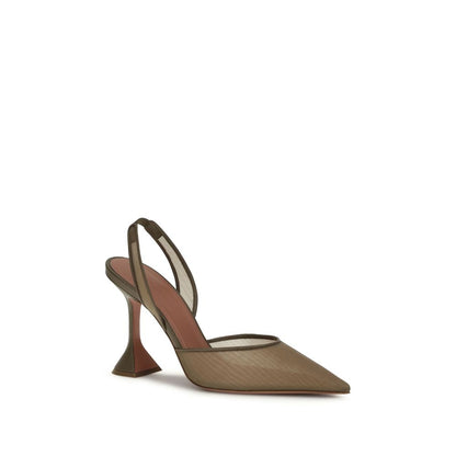 Brown Nylon Platform Pumps
