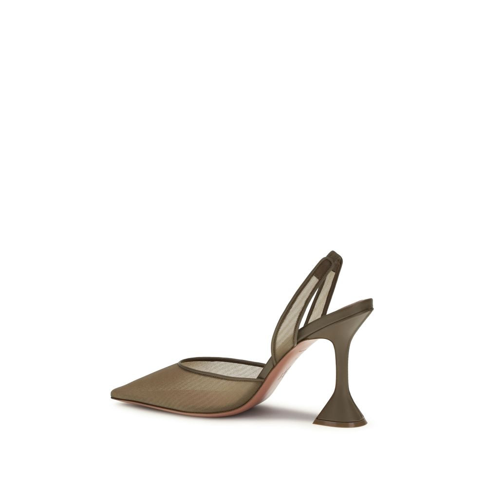 Brown Nylon Platform Pumps