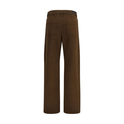 Brown Cotton Casual Pants