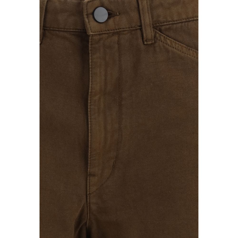 Brown Cotton Casual Pants