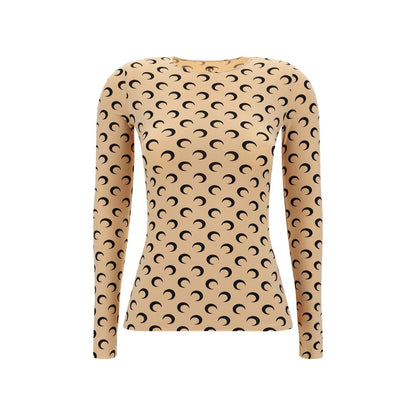 Beige Polyamide Long Sleeve T-Shirt