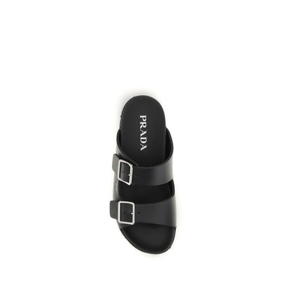 Black Calf Leather Bos Taurus Sandals
