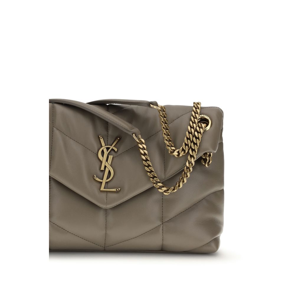 Gray Lamb Leather Shoulder Bag