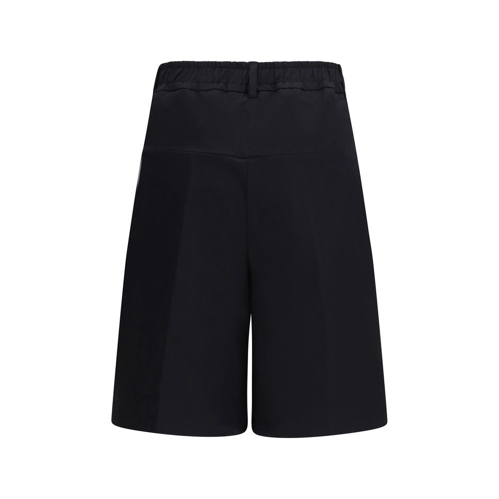 Black Cotton Bermuda Shorts