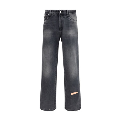 Gray Cotton Relaxed Fit Jeans
