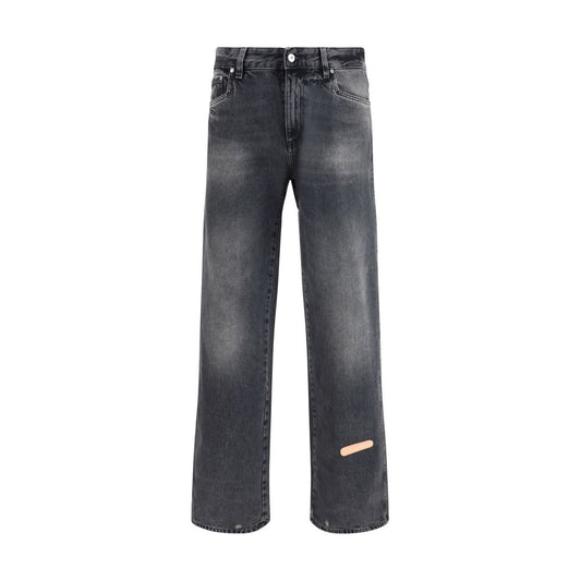 Gray Cotton Relaxed Fit Jeans