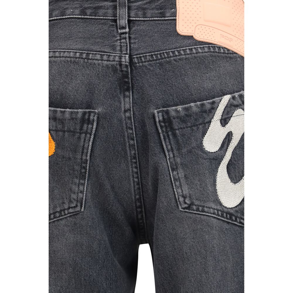 Gray Cotton Relaxed Fit Jeans