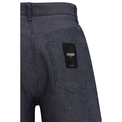Blue Linen Relaxed Fit Jeans