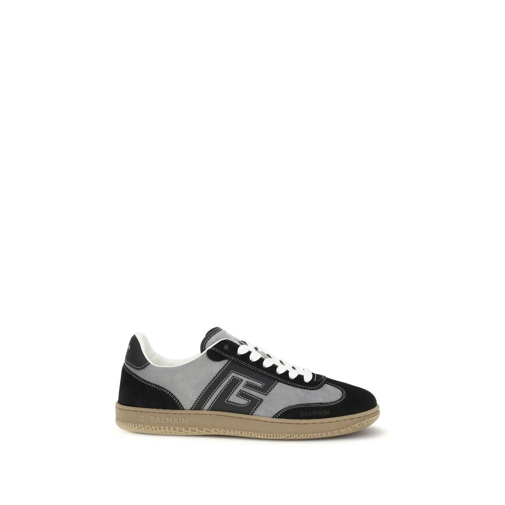 Gray Calf Leather Bos Taurus Low Top Sneakers
