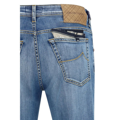 Blue Cotton Cropped Jeans