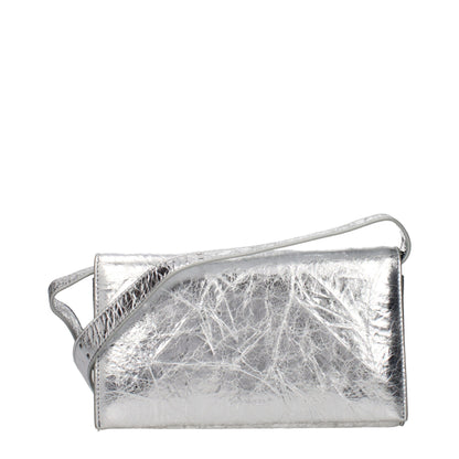 Gray Leather Crossbody Bag