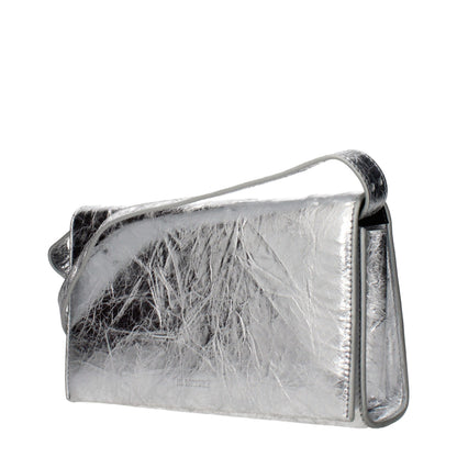 Gray Leather Crossbody Bag
