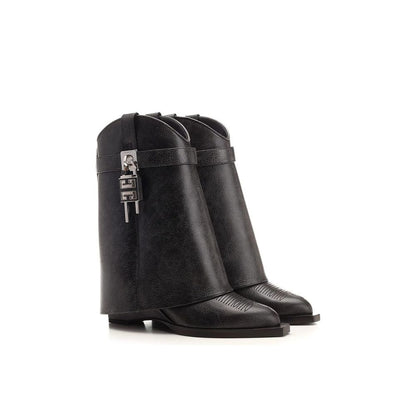 Black Leather Ankle Boots