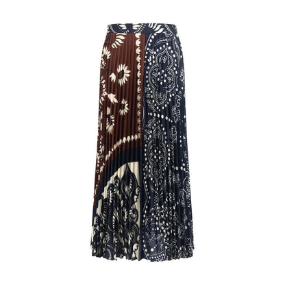 Multicolor Polyester Midi Skirt