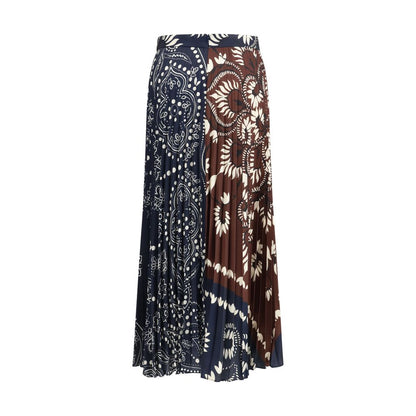 Multicolor Polyester Midi Skirt