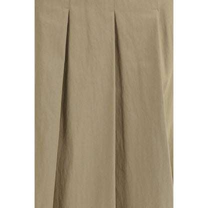 Brown Cotton Midi Skirt