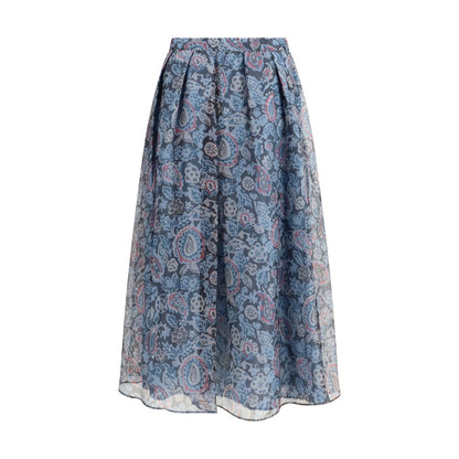 Multicolor Silk Long Skirt