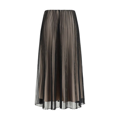 Black Polyester Long Skirt
