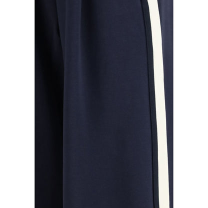 Blue Cotton Casual Pants